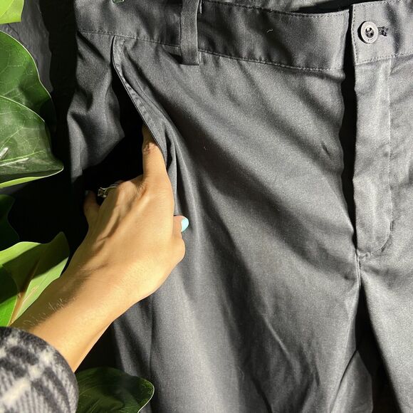 Nike Golf Dri-Fit Pants Mens 34x32 Black‎ Flat Front Poly Blend Straight Leg Zip - Picture 5 of 16